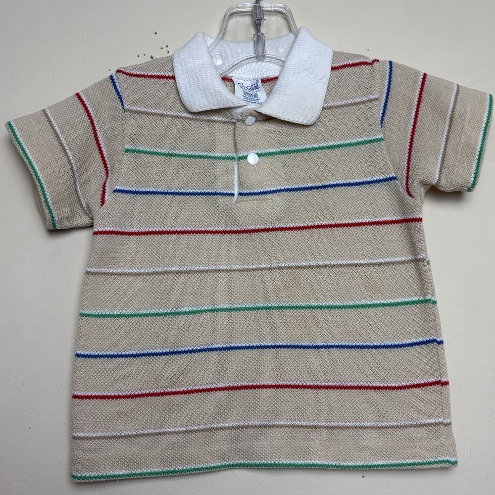 Vintage‎ Carter's Beige Tan Striped Baby Shirt Top 18 months